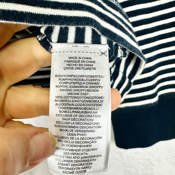 Lauren Ralph Lauren Womens Stripe Elbow Patch Top Size 2X Cotton Navy White - Picture 6 of 6